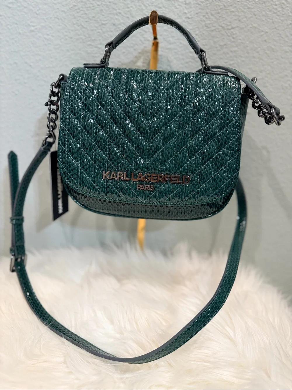 Karl Lagerfeld Emerald Quilted Crossbody Bag